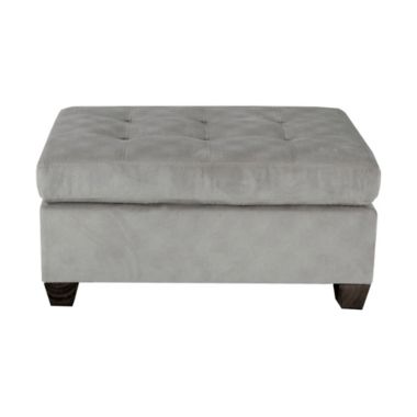 Lazzara Home Garbo Taupe Tufted Velvet Upholstery Ottoman. View a larger version of this product image.