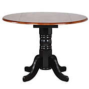 Sunset Trading Sunset Trading Black Cherry Selections 42 Round Extendable Drop Leaf Dining Table   Antique Black and Cherry   Seats 6