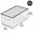 Alternate image 3 for mDesign Plastic Storage Bin Box Container, Lid and Handles, 8 Pack, Clear/Gray
