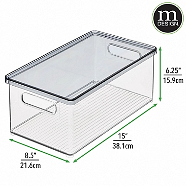 mDesign Plastic Storage Bin Box Container, Lid and Handles, 8 Pack, Clear/Gray. View a larger version of this product image.