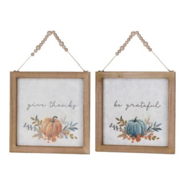 Melrose Home Decorative Pumpkin Frame (Set of 2) 11.75"SQ MDF/Paper. View a larger version of this product image.
