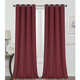 GoodGram 2 Pack Basic Solid Colored Semi Blackout Grommet Top Curtain Panels - 52 in. W x 84 in. L, Red