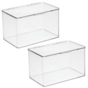 mDesign Plastic Stackable Home Office Supplies Storage Box - 2 Pack, Clear