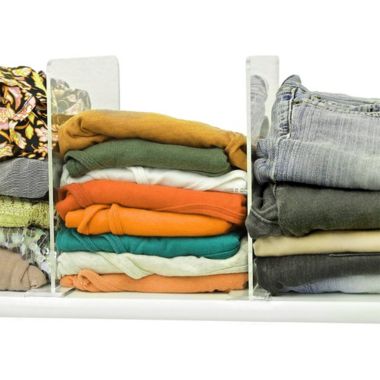 OnDisplay Acrylic Shelf Dividers - Closet Shelves Organizer - Clothing/Purse Separator - Multi-Functional Wood Closet Separator for Storage and Organization in Bedroom No Installation Tools Required (4 pack, 11"). View a larger version of this product image.