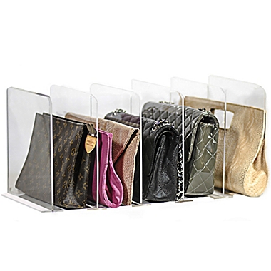 OnDisplay Acrylic Shelf Dividers - Closet Shelves Organizer - Clothing/Purse Separator - Multi-Functional Wood Closet Separator for Storage and Organization in Bedroom No Installation Tools Required (4 pack, 11"). View a larger version of this product image.