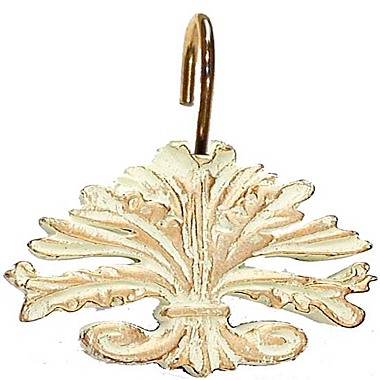 Carnation Home Fashions "Fleur dis Lis" Resin Shower Curtain Hooks - Brushed Gold 1.5" x 1.5". View a larger version of this product image.