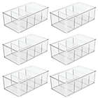 Alternate image 0 for mDesign Divided Storage Containers - Clear Plastic Organizer Bins, 6 Pack, Clear