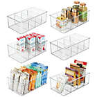 Alternate image 2 for mDesign Divided Storage Containers - Clear Plastic Organizer Bins, 6 Pack, Clear