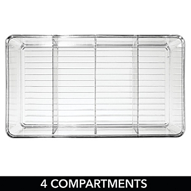 mDesign Divided Storage Containers - Clear Plastic Organizer Bins, 6 Pack, Clear. View a larger version of this product image.