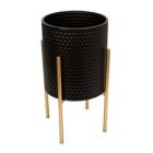 Alternate image 1 for Kingston Living Set of 2 Black and Gold Honeycomb Textured Standing Planters 23"