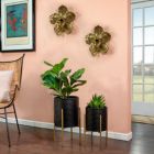 Alternate image 3 for Kingston Living Set of 2 Black and Gold Honeycomb Textured Standing Planters 23"