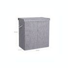Alternate image 2 for SONGMICS Fabric Double Laundry Hamper Separate Compartments Sorter 2 Sections Collapsible Clothes Storage Basket with Handles Detachable Lid and Liner Gray