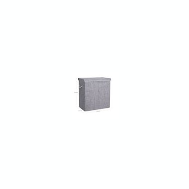SONGMICS Fabric Double Laundry Hamper Separate Compartments Sorter 2 Sections Collapsible Clothes Storage Basket with Handles Detachable Lid and Liner Gray. View a larger version of this product image.