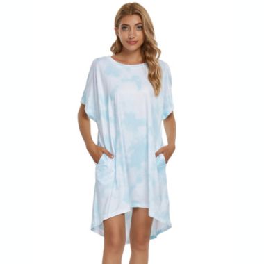 cheibear Womens Sleepwear Soft Pajama Batwing Sleeve Nightshirt Lounge Dress Nightgown Green M. View a larger version of this product image.