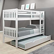 Donco Kids  Twin/Twin Mission Bunk Bed W/Twin Trundle Bed In White Finish