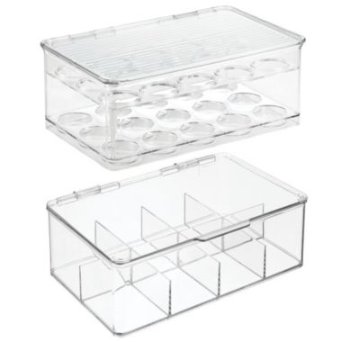 mDesign Plastic Stackable Tea Bag and Coffee Pod Organizer, Set of 2, Clear. View a larger version of this product image.