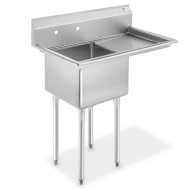GRIDMANN Stainless Steel 1 Compartment Utility Sink with Drainboard, NSF Certified Commercial Kitchen Sink, 18" x 18" x 12" Bowl. View a larger version of this product image.