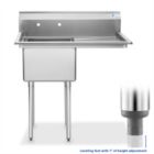 Alternate image 1 for GRIDMANN Stainless Steel 1 Compartment Utility Sink with Drainboard, NSF Certified Commercial Kitchen Sink, 18" x 18" x 12" Bowl