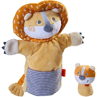 HABA Lion with Baby Cub - Hand Puppet and Finger Puppet 2 Pc Set. View a larger version of this product image.