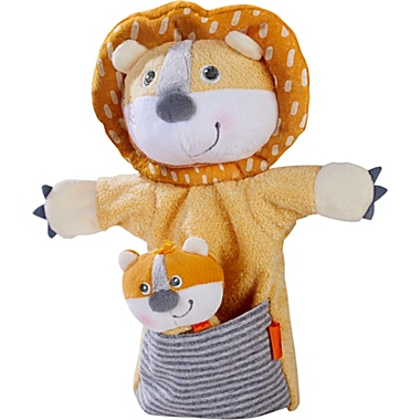 HABA Lion with Baby Cub - Hand Puppet and Finger Puppet 2 Pc Set. View a larger version of this product image.