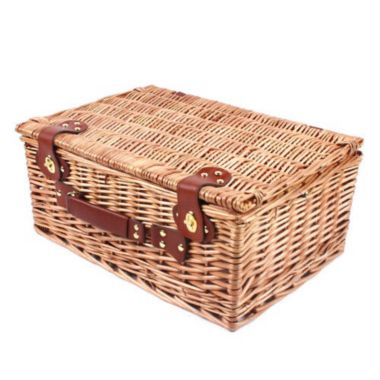 Infinity Merch Vintage Wicker Picnic Basket with Latch Brown. View a larger version of this product image.
