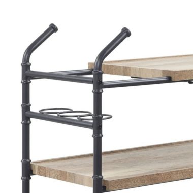 Slickblue Vida 38 Inch Serving Bar Cart, Pipe Frame, Locking Casters, Brown, Black. View a larger version of this product image.