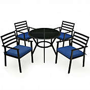 Costway 5PCS Outdoor Patio Dining Chair Table Set with Cushions