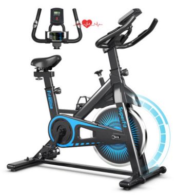 Hivago Indoor Silent Belt Drive Adjustable Resistance Cycling Stationary Bike-Blue. View a larger version of this product image.