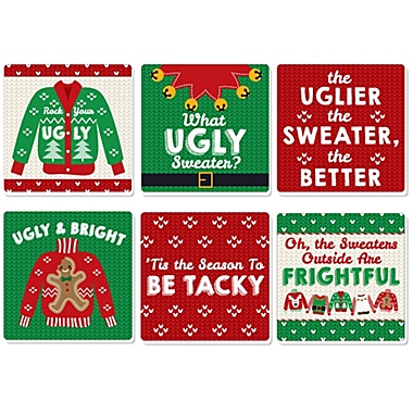 Big Dot of Happiness Ugly Sweater - Funny Holiday and Christmas Party Decorations - Drink Coasters - Set of 6. View a larger version of this product image.