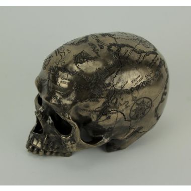 Veronese Design Bronze Finish Craniumography Old Treasure Map On Skull Statue. View a larger version of this product image.