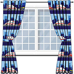 Everyday Kids Rescue Fire and Police 4-Piece Drapes - Curtains Set (2 Panels, 2 Tiebacks)