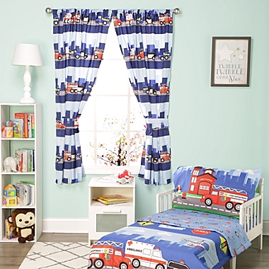 Everyday Kids Rescue Fire and Police 4-Piece Drapes - Curtains Set (2 Panels, 2 Tiebacks). View a larger version of this product image.