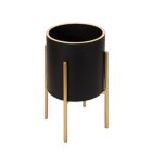 Alternate image 2 for Kingston Living Set of 2 Black and Gold Solid Outdoor Planter on Stand 23"
