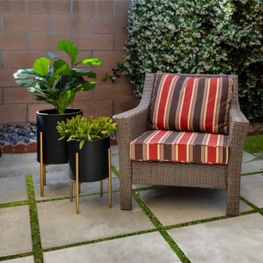 Kingston Living Set of 2 Black and Gold Solid Outdoor Planter on Stand 23". View a larger version of this product image.