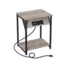 Alternate image 1 for VASAGLE Side Table with Charging Station, End Table with USB Ports and Outlets, Nightstand for Living Room, Bedroom, Plug-in Series, Greige and Black