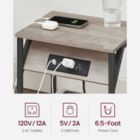 Alternate image 3 for VASAGLE Side Table with Charging Station, End Table with USB Ports and Outlets, Nightstand for Living Room, Bedroom, Plug-in Series, Greige and Black