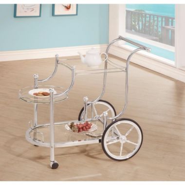 Slickblue Elegant Metal Frame Serving Cart, Silver. View a larger version of this product image.