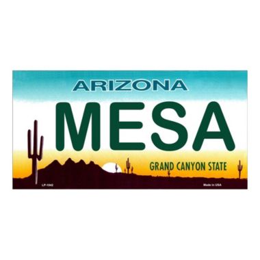 Smart Blonde MESA Arizona Novelty State Background Vanity Metal License Plate Tag Sign. View a larger version of this product image.
