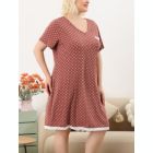 Alternate image 1 for Agnes Orinda Women's Plus Size Nightgown Polka Dots Short Sleeve Pajamas Nightgowns, Leisure Polyester Round Neck Baby doll Sleepwear Cami Dress, 3X Dark Pink