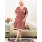 Alternate image 3 for Agnes Orinda Women's Plus Size Nightgown Polka Dots Short Sleeve Pajamas Nightgowns, Leisure Polyester Round Neck Baby doll Sleepwear Cami Dress, 3X Dark Pink