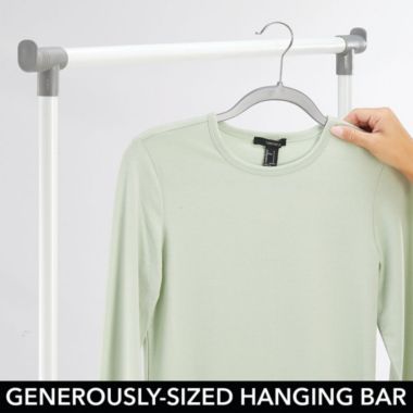 mDesign Portable Laundry Sorter with Wheels and Steel Hanging Bar. View a larger version of this product image.