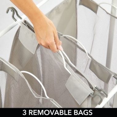 mDesign Portable Laundry Sorter with Wheels and Steel Hanging Bar. View a larger version of this product image.