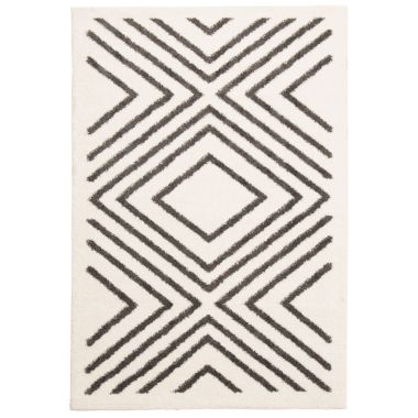 Chaudhary Living 7.75' x 10' Off White and Gray Moroccan Rectangular Shag Area Throw Rug. View a larger version of this product image.