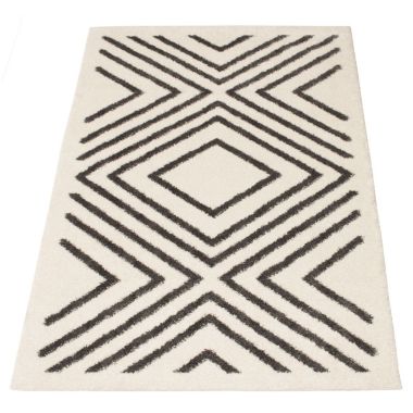 Chaudhary Living 7.75' x 10' Off White and Gray Moroccan Rectangular Shag Area Throw Rug. View a larger version of this product image.
