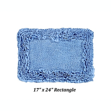 Better Trends Shaggy Border Bath Rug, 100% Cotton, 17" x 24" Rectangle, Blue. View a larger version of this product image.