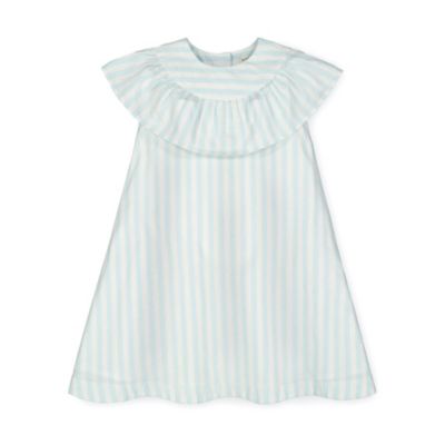 Hope & Henry Girls&#39; Ruffle Yoke A-Line Dress (Mint Cabana Stripe, 12-18 Months)