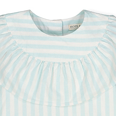 Hope & Henry Girls&#39; Ruffle Yoke A-Line Dress (Mint Cabana Stripe, 12-18 Months). View a larger version of this product image.