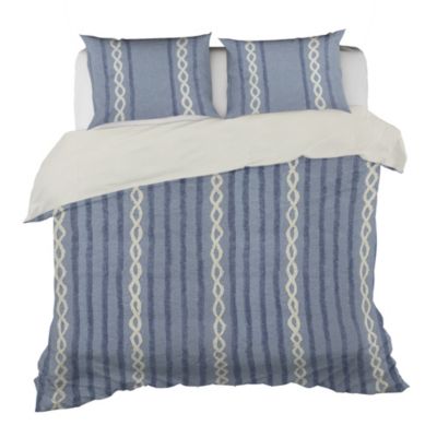 Ninety Six Polperro Blue Tufted Chenille Geometric Duvet Cover Set King (104"x92") with Pillow Sham