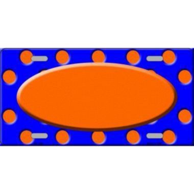 Smart Blonde Royal Blue Orange Polka Dot Pattern With Center Oval Customizable Metal Novelty License Plate Tag. View a larger version of this product image.