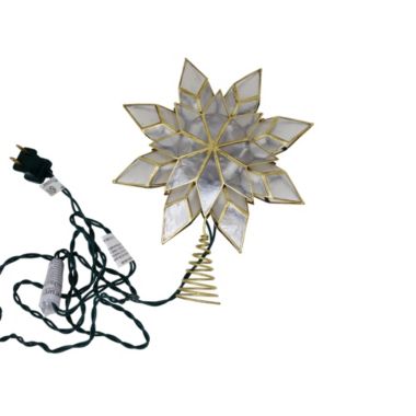 Kurt Adler (UL0118_C) Capiz Star Christmas Tree Topper w/ 10 Clear Lights, 8.5". View a larger version of this product image.